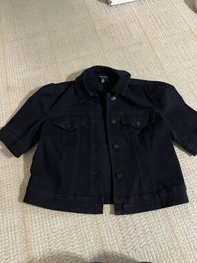 Tribal Black Short Sleeve Denim Jacket